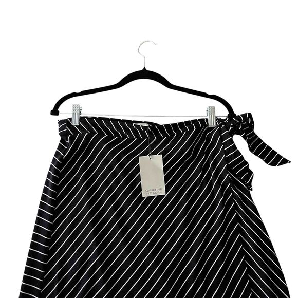 NWT Adrienne Vittadini Women's Wrap Midi Skirt Preppy Boho Black Striped Size XL - Picture 4 of 8